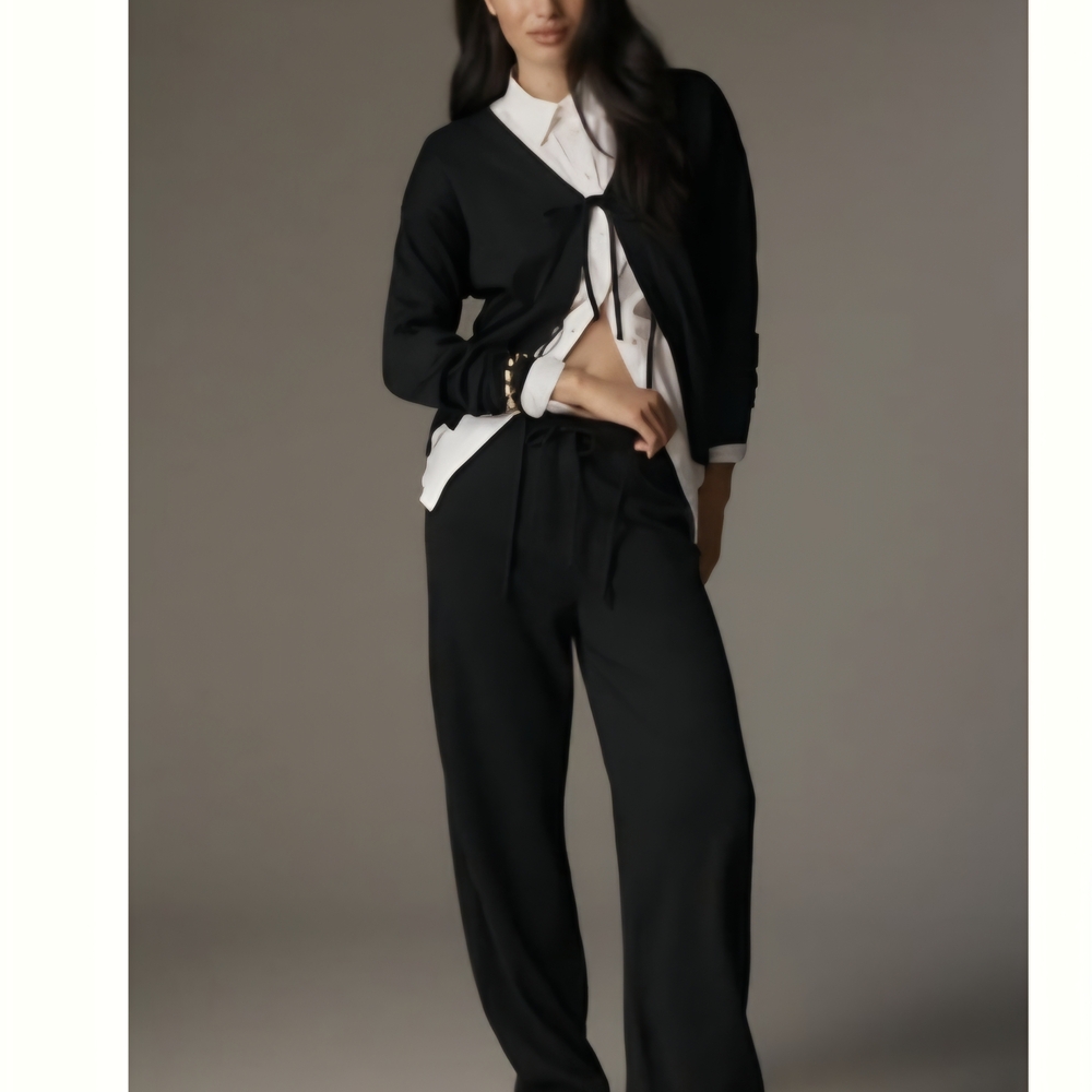 Anthropologie Black Wide-Leg Sweater Pants NWT Size SMALL